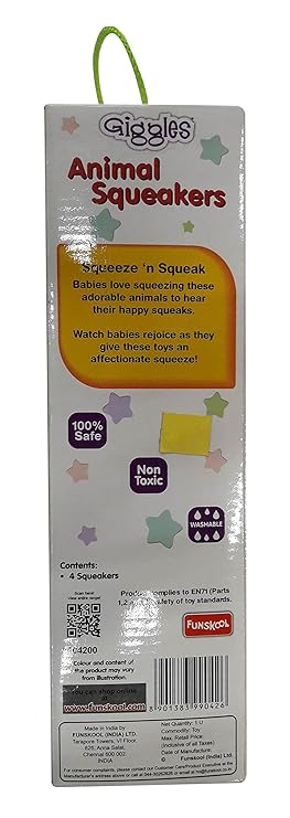 Funskool Giggles Animal Squeakers Set (4 Pieces) - Multicolour Pack