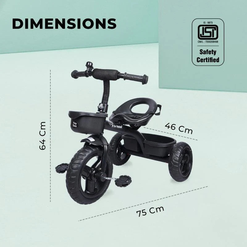 Tiny Toes T10 Ace Tricycle - Front & Back Basket, Seat Belt