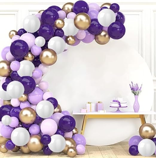 Purple & Gold Balloon Garland Arch Kit Set of 79– Luxurious Party Backdrop for Birthdays, Weddings, Baby Showers & Special Occasions