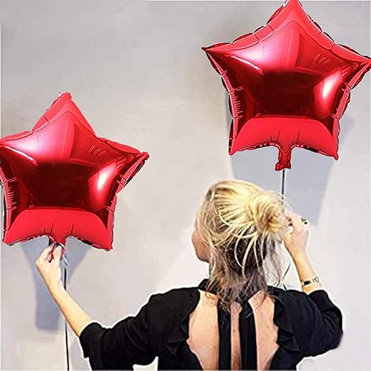 10 Pcs Red Star Shaped Foil Balloons 18 Inch | Heart Mylar Balloons for Birthday, Baby Shower, Wedding Anniversary, Valentine Decorations, Love Balloons, Party Supplies