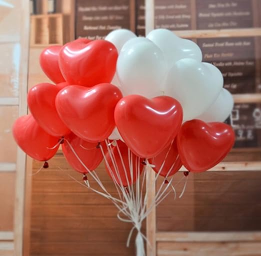 (Pack of 50) Red Valentines Day Balloon/Valentine Day Decoration Items/Anniversary Red Balloon/Birthday Latex Balloon/Red White Theme Decoration