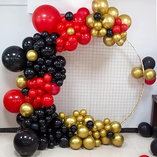 Red, black & Gold chrome balloon kit for Girls & Boys, Valentines day theme, Happy birthday, Anniversary, Bride to be decoration item pack of 50 Items.