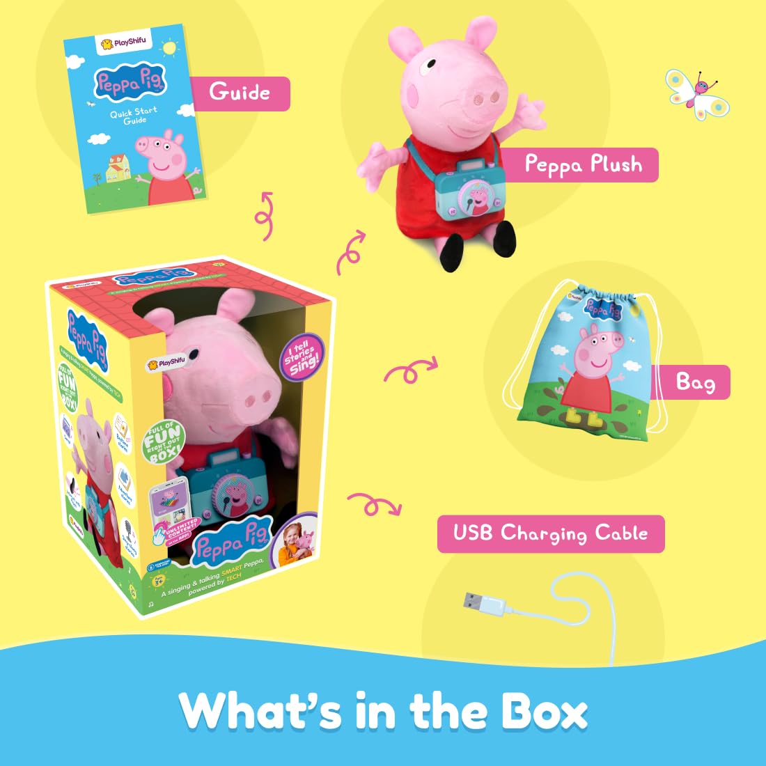 Singing & Talking Smart Peppa for Ages 3+ - Peppa Pig Soft & Cuddly Plush | Unlimited Content | Bedtime Stories | Sing-Along Stories | Pretend Play | Bluetooth connectivity