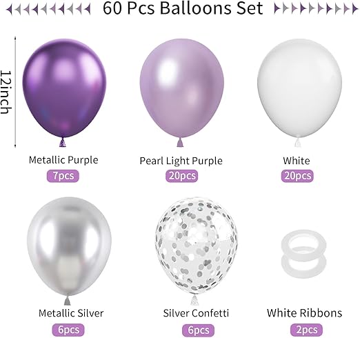 Set of 60 premium latex balloons