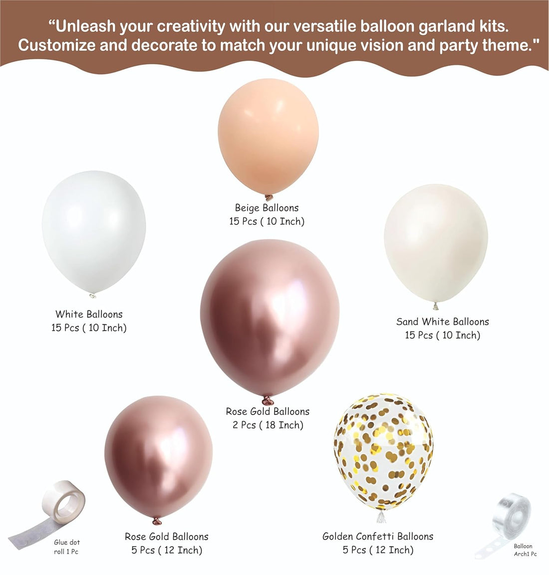 Beige Balloon Decoration Kit - 59PCS for Birthday Parties, Weddings, Anniversary/Balloons Garland Birthday Decoration Set for Kids & Adults/Durable, Easy to Use Party Supplies