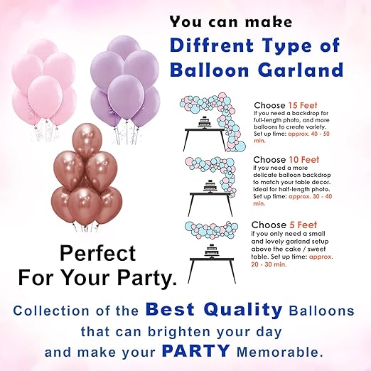 Birthday Decoration Items - 60 Pcs Balloons for Birthday Decorations | Birthday Decorations for Kids | Bday Balloons Rose Gold, Purple, Pink,Latex, Paper (Cardstock), Foil