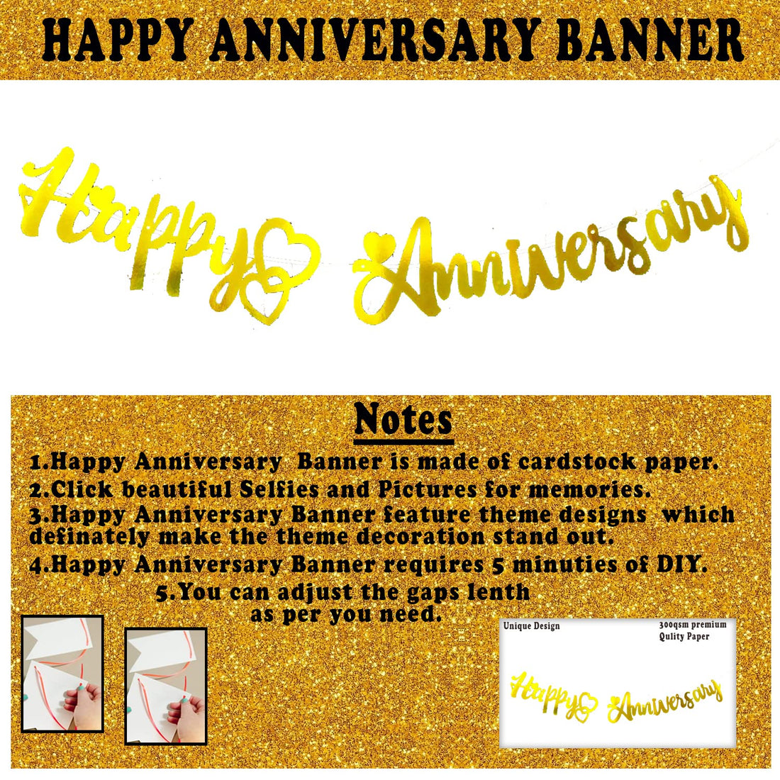 Happy Anniversary Decoration Items Kit - 47 Pcs Red and Golden Metallic Happy Anniversary Balloon Decoration Set with Golden Banner and Confetti Balloon, Date Night and Proposal Decor