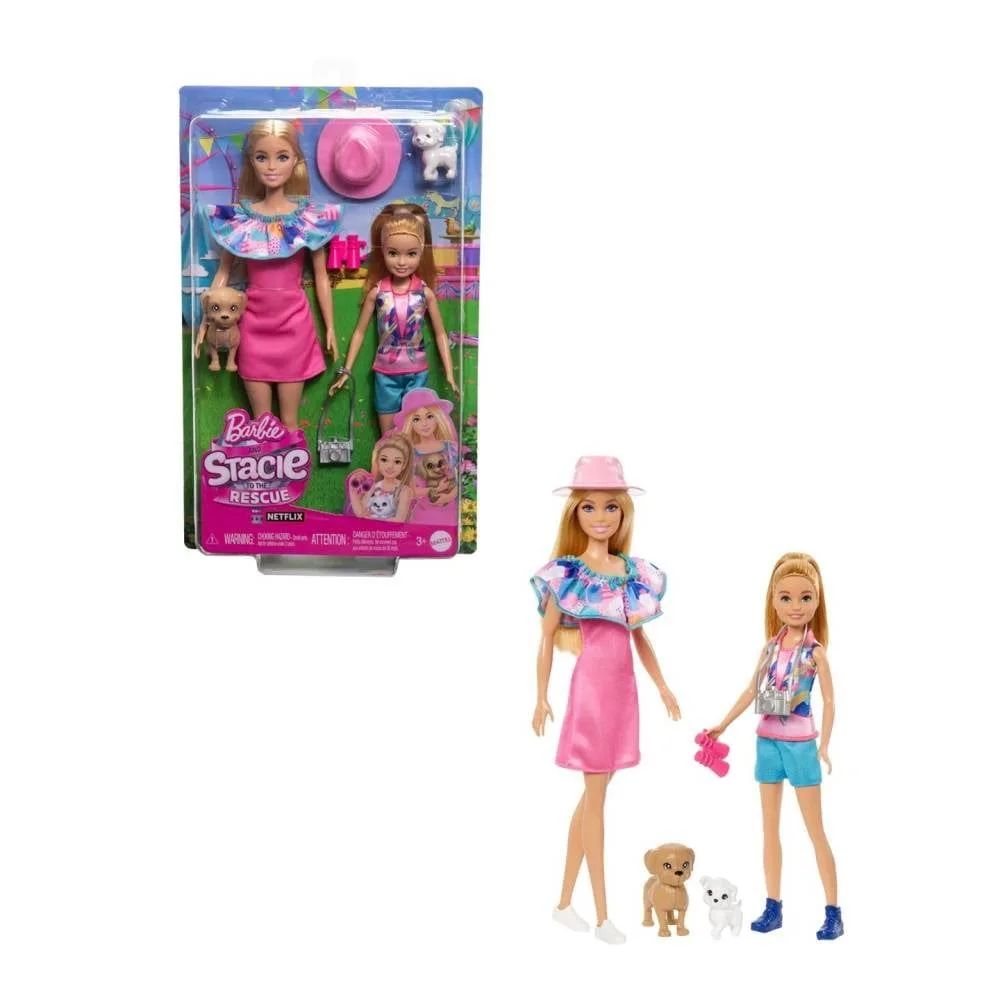 Barbie & Stacie Sister Doll Set With 2 Pet Dogs & Accessories