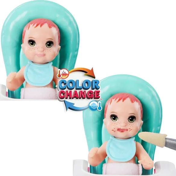 Barbie Skipper Babysitters Inc & Playset, Includes Doll, Baby, And Mealtime Accessories, 10 Piece Set