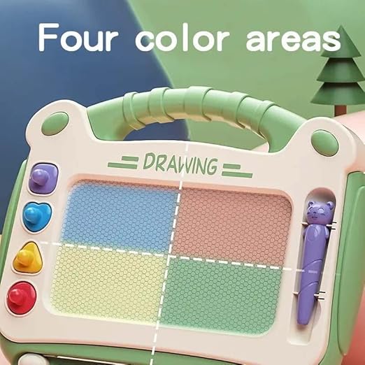 Portable Magnetic Writing Drawing Board Children's Educational Cartoon 4 Colors Magnetic Doodle Drawing Whiteboard Writing Pad (Blue)