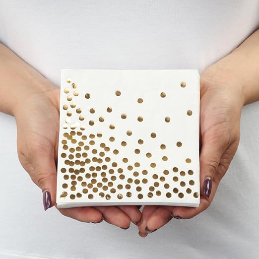 Gold Polka Dot Tissue Paper/Paper Napkin/Black Polkadot Theme/Birthday Party (20 Pcs)