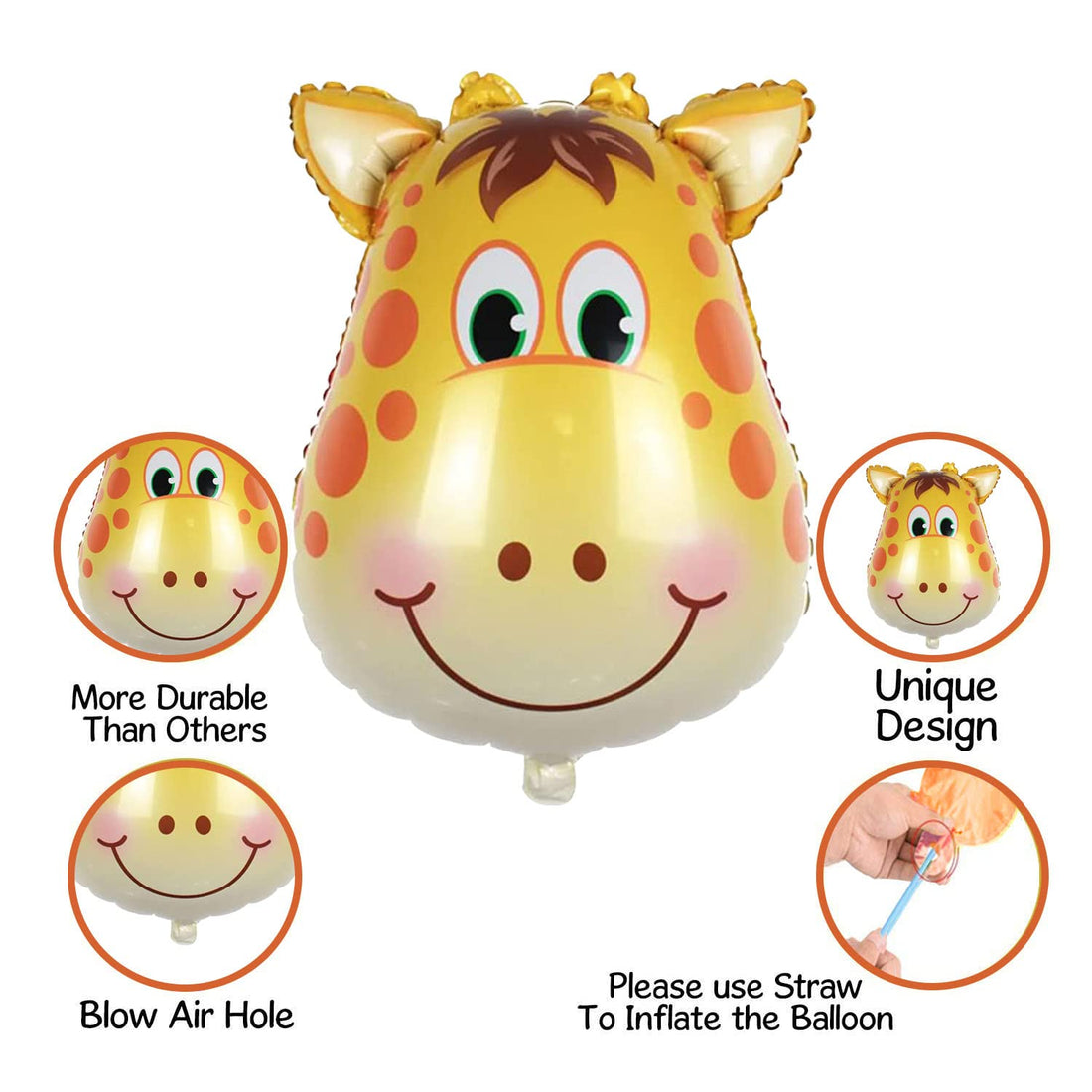 Happy Birthday Decoration Kit - Set of 5 Jungle Theme Balloons for Decoration with Giraffe Foil Balloon, Golden Star Foil/Foil Balloons for Birthday Decoration