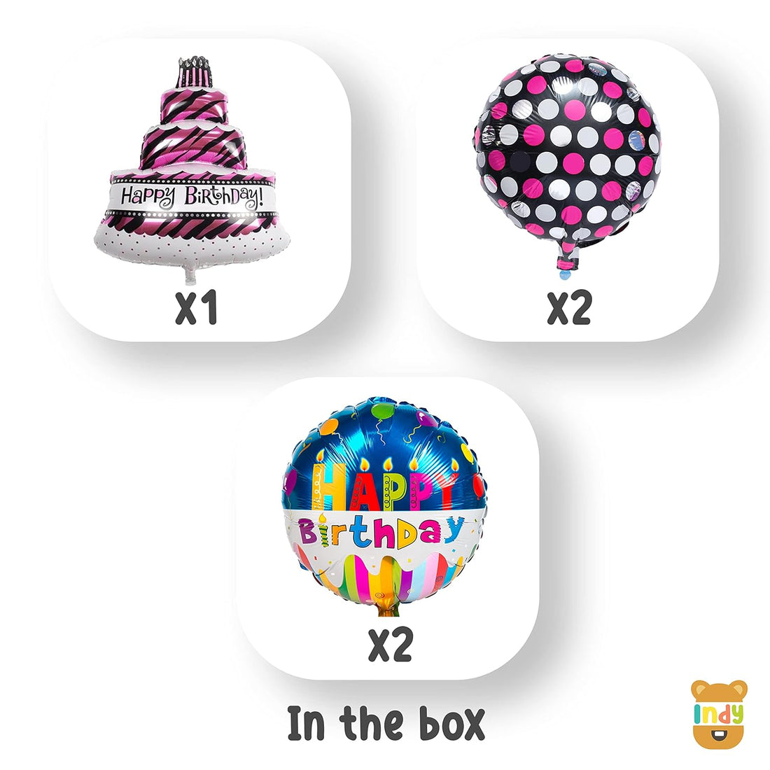 Multi HAPPY birthday cake Foil balloon bouquet (5Pcs) For Birthday Decoration