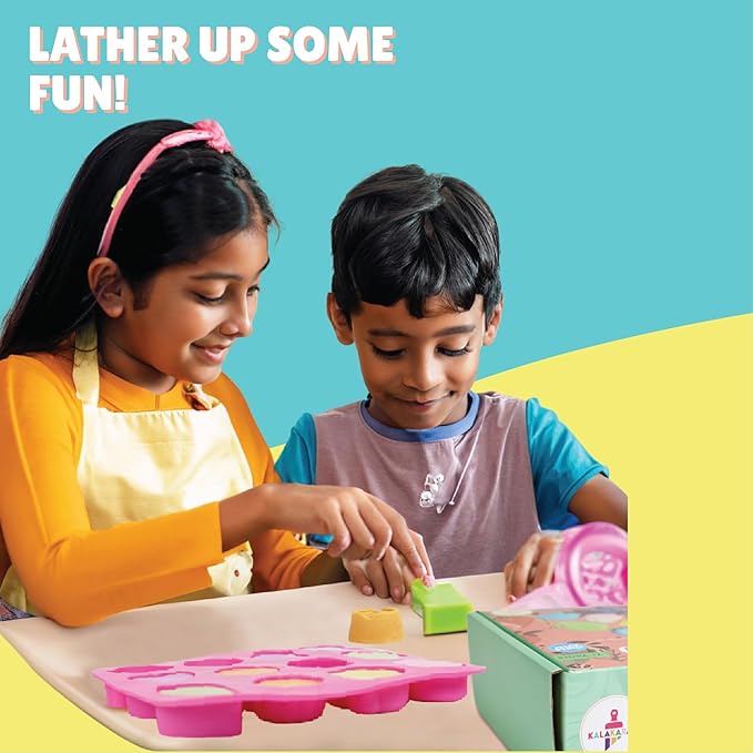 Kalakaram Kids Shea Butter Soap Making Kit, Natural and Kids Safe 12 Soaps Making Kit, SLS and Paraben Free Shea Butter Soap Base, Kids Soap Making Activity Kit, Gift for Kids, DIY Science Kit, Silicone