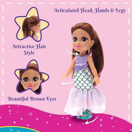 Mermaid-Marina 13" Doll - India's First Preschool RolePlay Pretendplay With Accessories - Birthday Gift for Girls 3+ - Movable Arms & Legs, Beautiful Dress, Elegant Eyes, Soft Hair