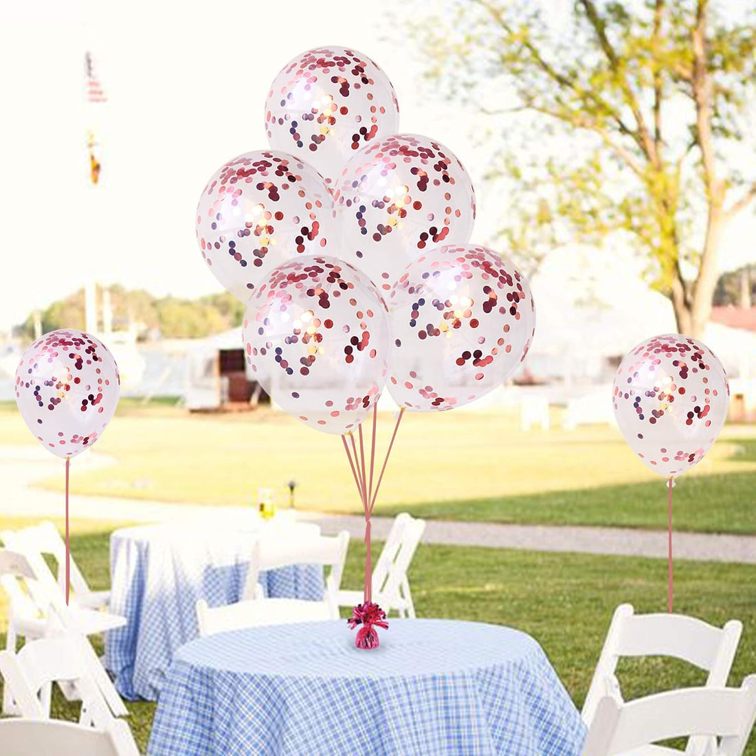 Rose Gold Confetti Balloons - Pack of 10 Pcs Rose Gold Confetti Balloons For Decoration | Birthday Balloons for Decoration | Baby Shower Decorations (Latex)