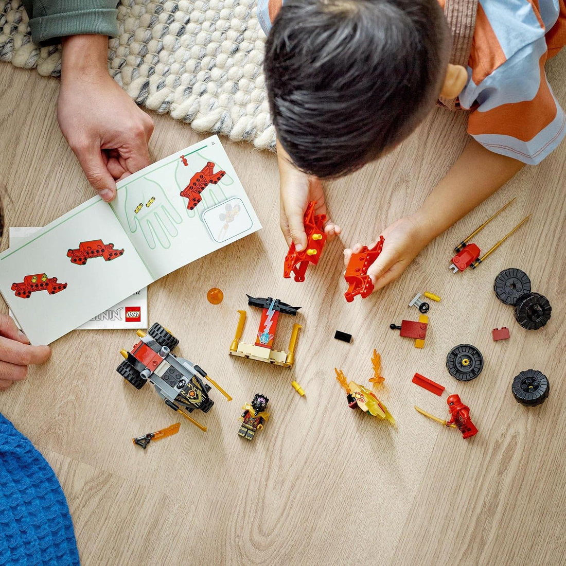 LEGO® NINJAGO® Kai and Ras’s Car and Bike Battle 71789 Building Toy Set,Ninja Racing Toy for Kids Aged 4 Plus Years Old with 2 Minifigures and Vehicles from The Dragons Rising Series