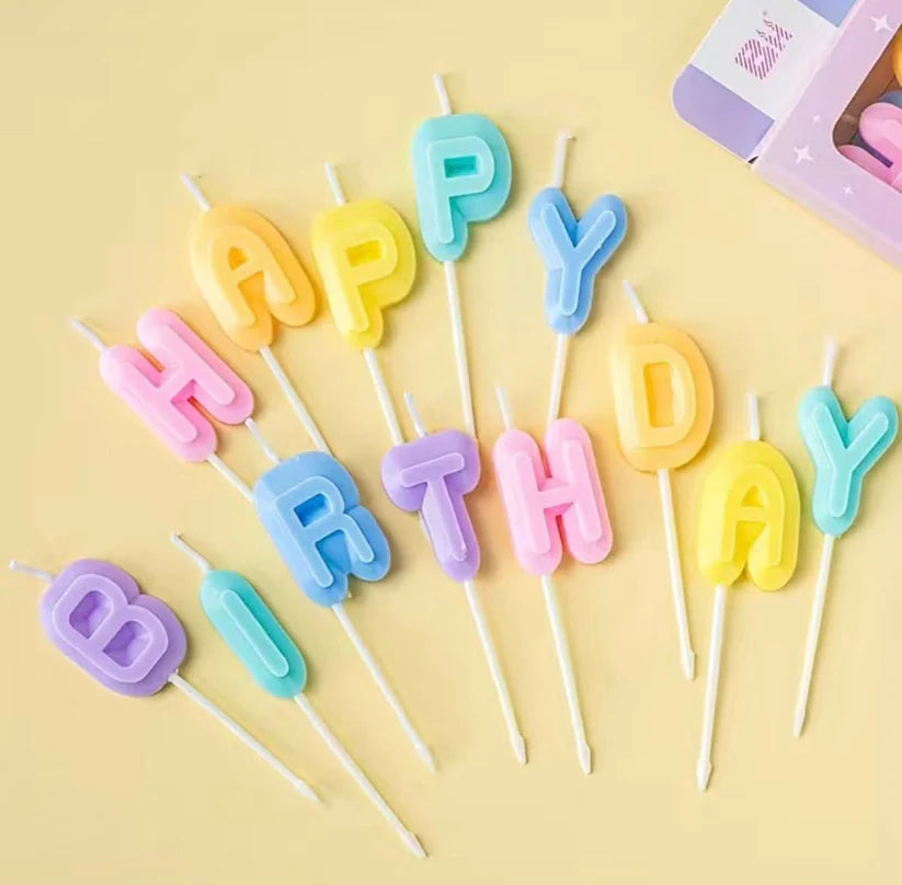 Rainbow Happy Birthday Letters Candles Set / Cake Topper - Best Seller